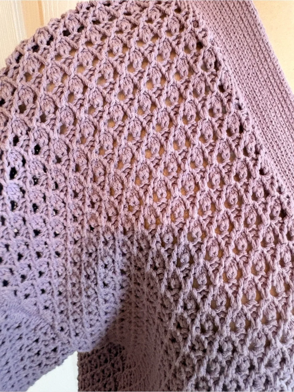 Madewell Lavender Open-Knit Button Cardigan - Picture 2 of 5